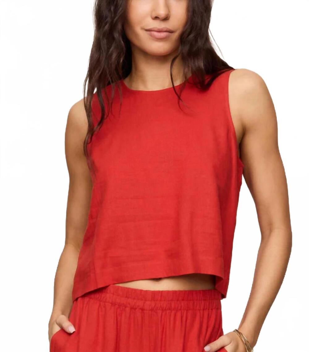 NEW Z SUPPLY sloane linen cropped tank top in chili pepper
